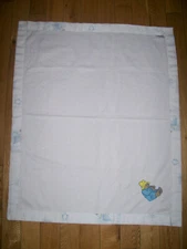Paddington Bear Quiltex Baby Blanket White Embroidered Union USA 1980 Vintage