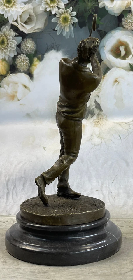 Art Deco Hot Cast Male Golfer Sport Memorabilia Bronze Sculpture Statue Figurine - Image 4 of 4
