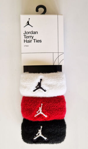 Pack de 3 cravates cheveux Nike Air Jordan Terry Ponytail flambant neuf authentique - Photo 1/4