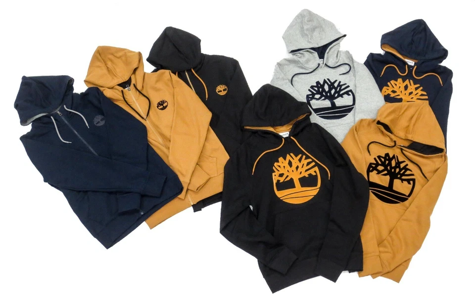 Timberland Hombres Essential Árbol Logo Sudadera con Capucha Trigo Negro Gris Azul Marino Foto 4 de 4