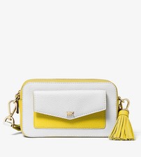 small pebbled leather camera bag