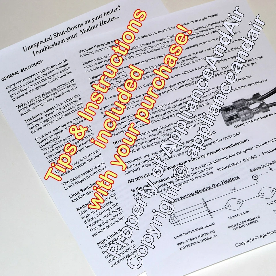 MODINE 5H75030-2 5H75030-3 压力开关 WGH 车库加热器,今天发货! — 第 3/4 张图片