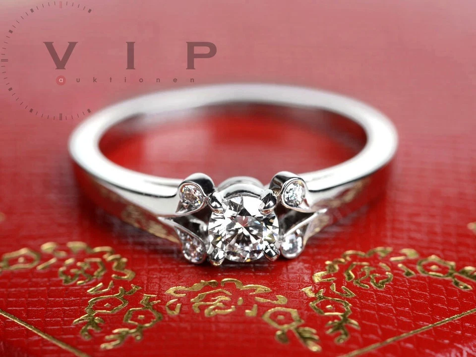 CARTIER BALLERINE SOLITAIRE RING PLATIN 0,24ct DIAMANT BRILLANT PLATINUM DIAMOND