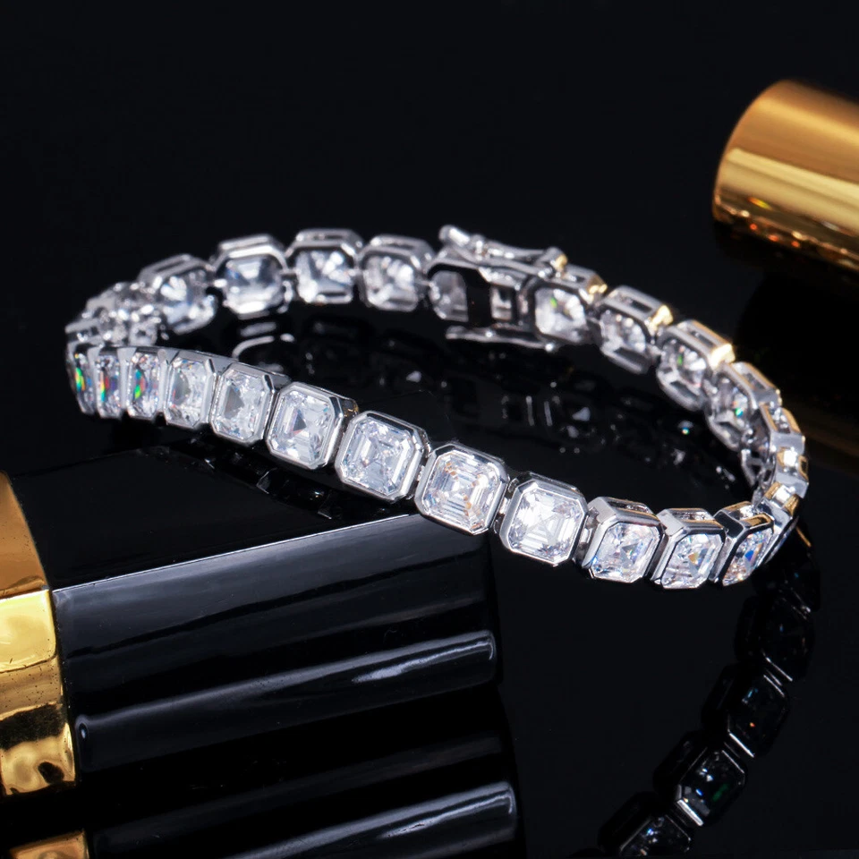 Bling Square Pave Cubic Zirconia Bridal Tennis Bracelet Silver Plated CZ Jewelry