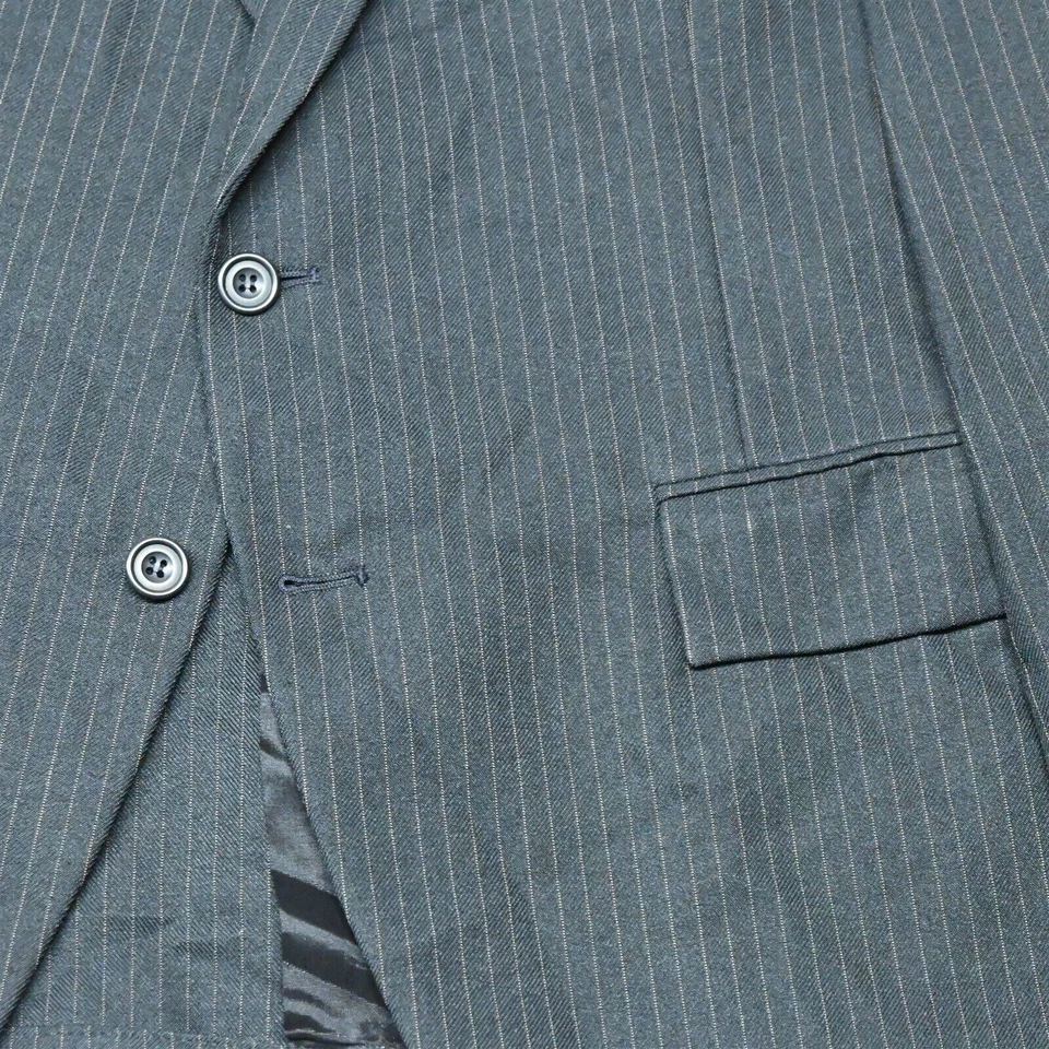 Vtg Kuppenheimer 42S 34x39 Black Stripe Wool Mens Sport Coat Jacket Pants Suit - Image 3 of 4