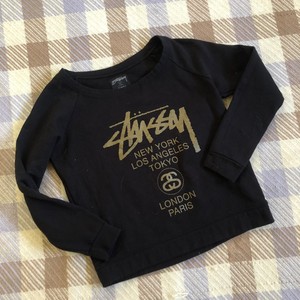 Stussy spellout Preto Gota De Ombro Moletom gola careca Feminino Tamanho Pp Pequena | eBay
