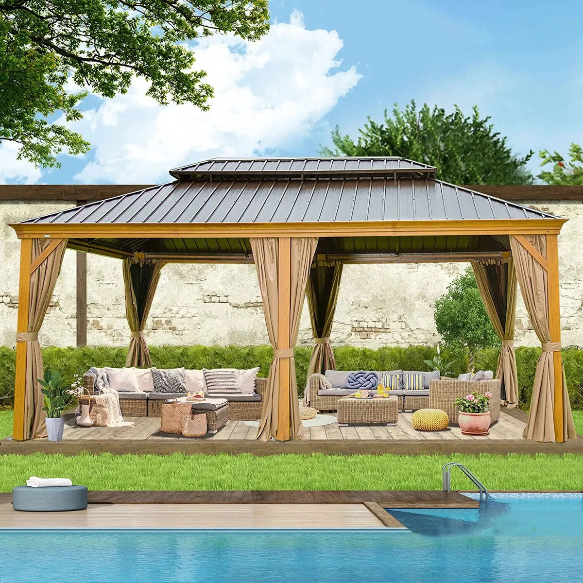 Gazebo with clearance sidewalls