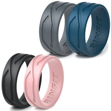 Silicone Wedding Rings| Wedding Bands by RINFIT for Men & Women- 4 Ring pack 