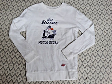 Lumber Sweatshirt "Speed Racer Motorcycle" Scooter, White Small 34-36