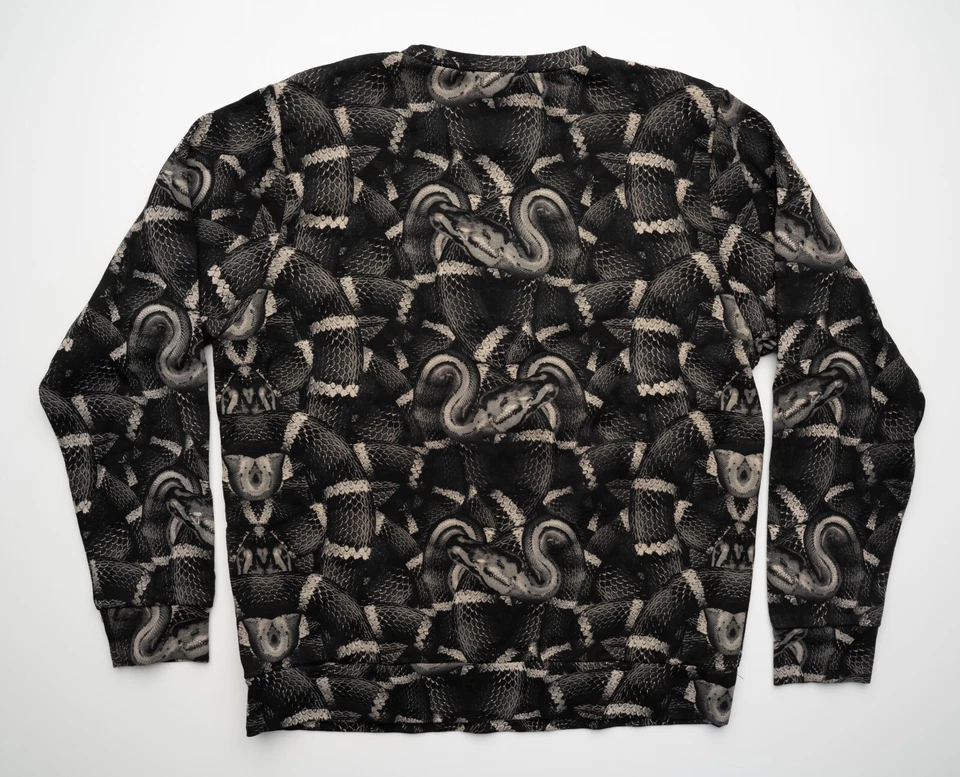 NUEVO CON ETIQUETAS MARCELO BURLON Serpientes Negro Algodón Calce Regular Pullover Cuello Redondo Suéter XS Foto 3 de 4