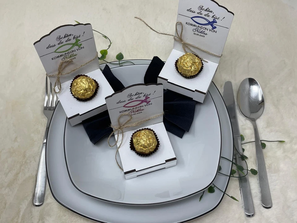 Gastgeschenk Kommunion Gastgeschenk Taufe Konfirmation Fisch Tischdeko Holz weis - Bild 3 von 4