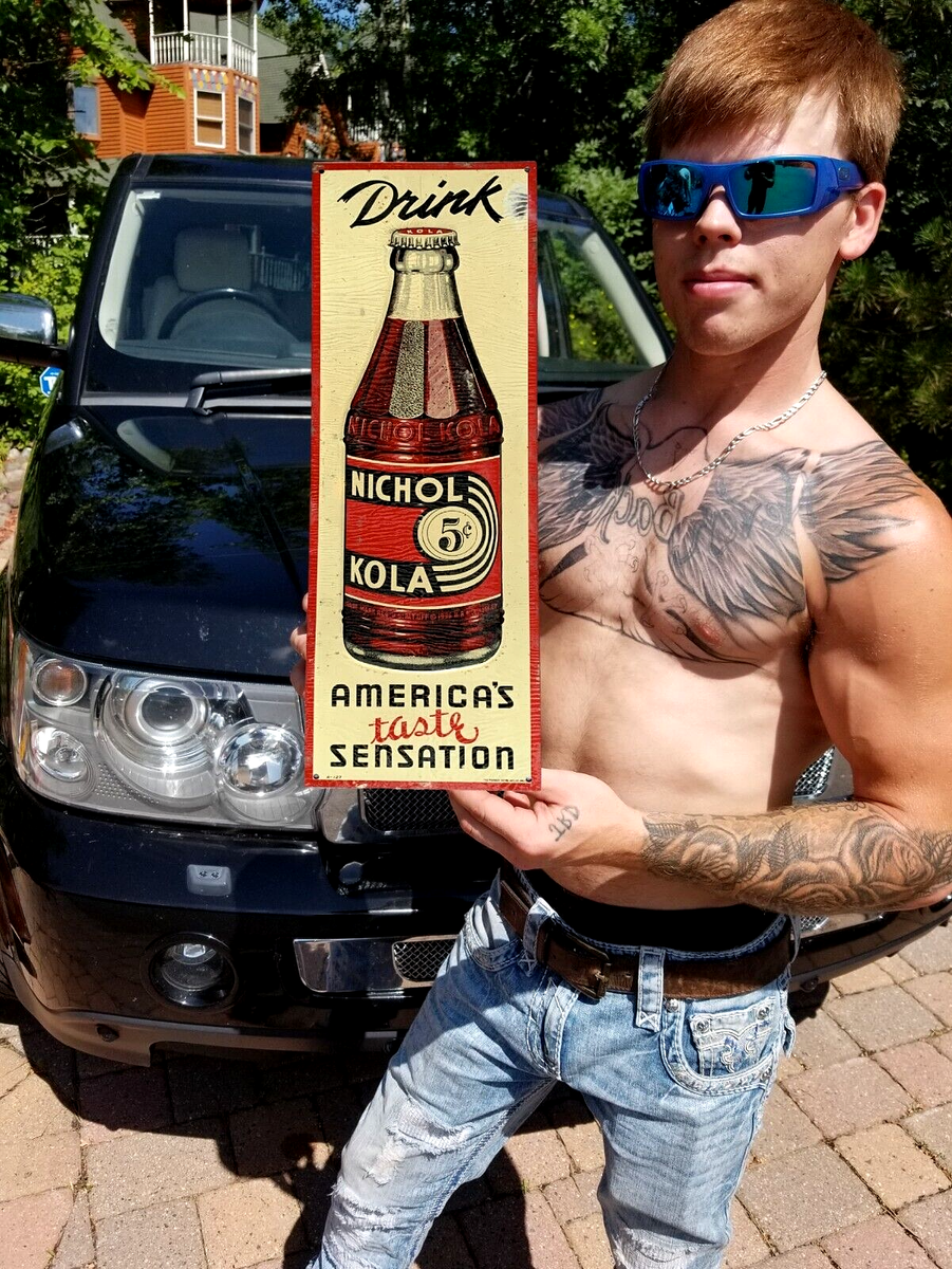 Vintage Vertical Old Nichol Kola Cola Soda Pop Metal Sign 8 by 24