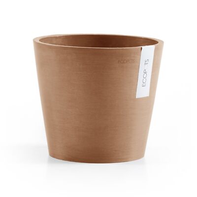 Ecopots Amsterdam Round Recycled Plastic Planter Flower Pot, Terracotta, 5''