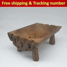 Antique Wooden Bowl Vintage Teak Wood Primitive Rustic Decor Collectible