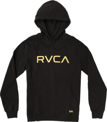 RVCA Men's Big Logo Pullover Hoodie, Black/Yellow,