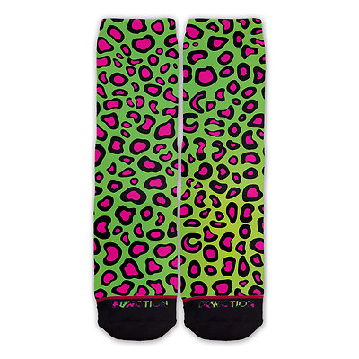Function - Neon Leopard Print Subllimated Sock leopard print socks animal print