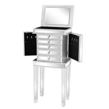VINGLI Mirrored Jewelry Armoire Standing Jewelry Box Mirrored Dressers