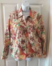 ALFRED DUNNER Button Up Blazer Jacket Womens Size 8 Multi-Colored Floral