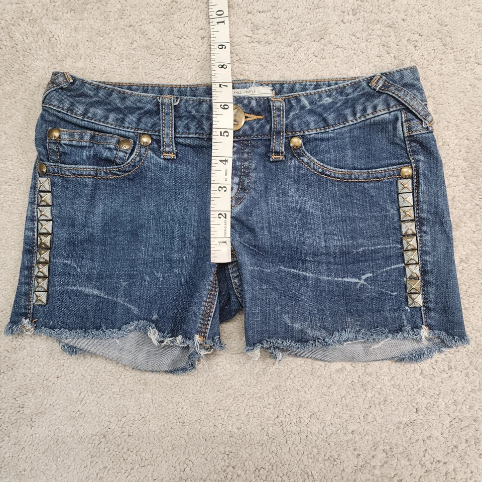 Pantalones Cortos de Jean Free People Tachonados Deshilachados Azul Talla 25 Foto 3 de 4