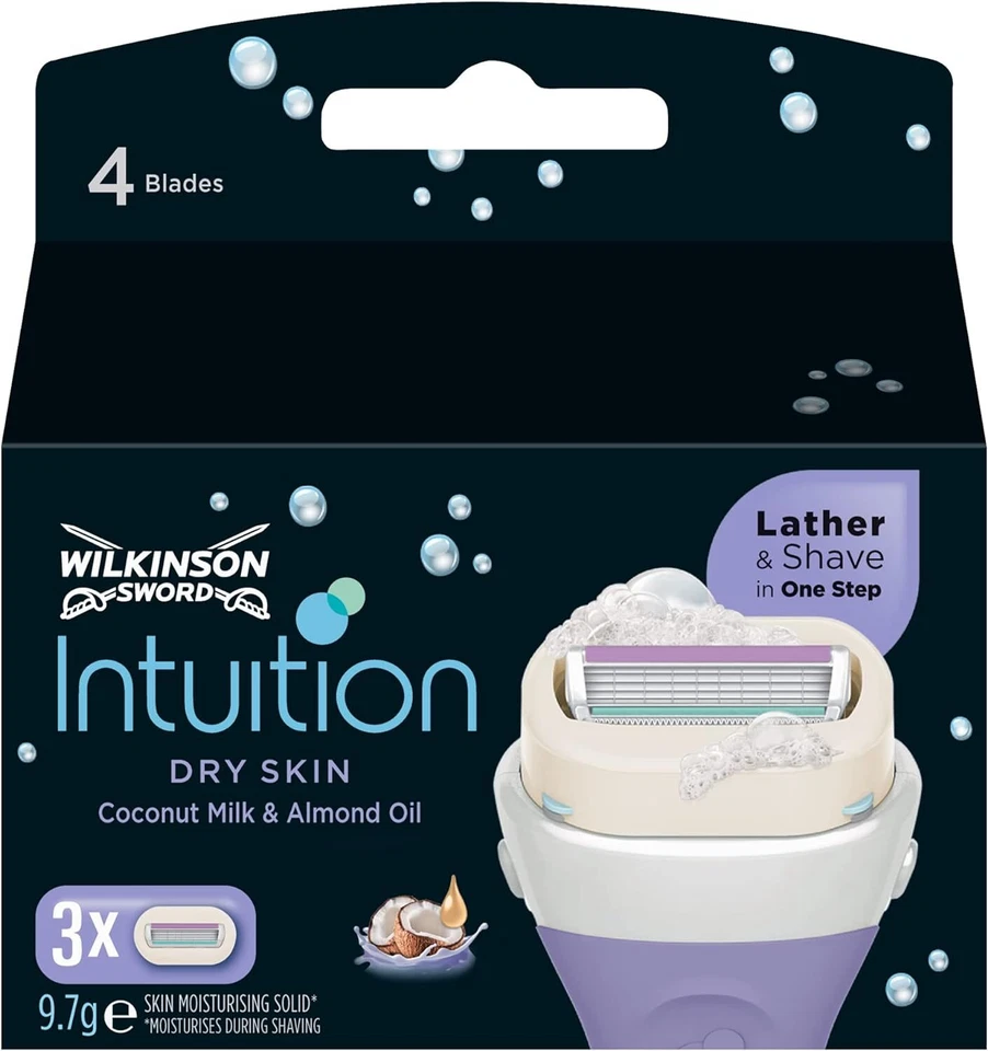 Wilkinson Sword Intuition Dry Skin Razor Blades for Women, Pack of 3 Genuine