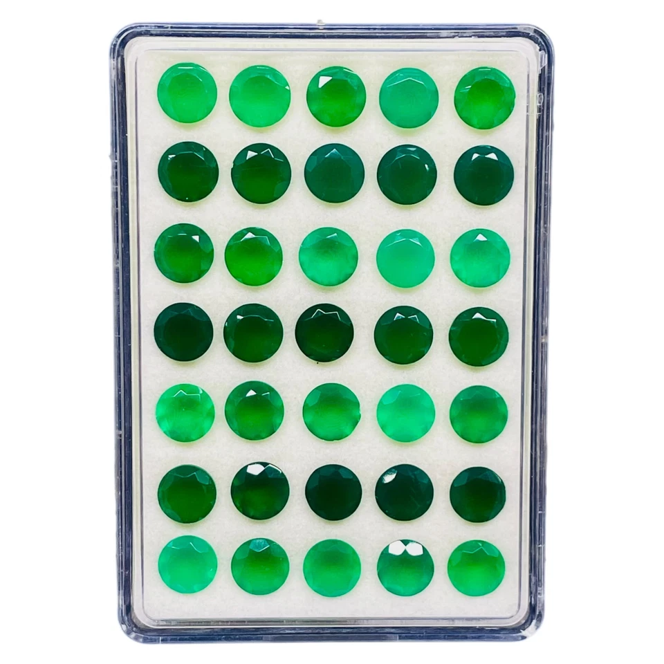 35 piezas piedras preciosas sueltas sin tratar de alta calidad de ónix verde natural de 8 mm de corte redondo Foto 2 de 4