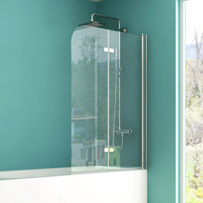 IMPTS Duschwand für Badewanne Badewannenaufsatz Badwannenfaltwand 6mm NANO Glas