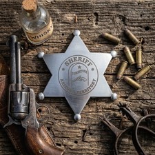 Western Tombstone Arizona Sheriff Badge Replica Silver Finish Old West 3" Badge