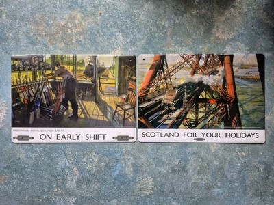 2x Blechschild Eisenbahn -- On early shift + Scotland for your holidays -wie NEU
