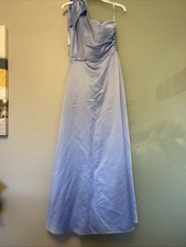 Morilee Madeline Gardner pudrowa, niebieska satynowa suknia balowa na jedno ramię suknia wieczorowa