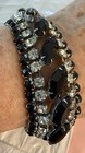 WEISS MCM VTG Black Amethyst White Rhinestone Bracelet Earrings Set Jewelry Mark — photo 4