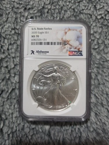 2020 7K Metals U.S. State Series American Silver Eagle NGC MS70 - Alabama 13of50