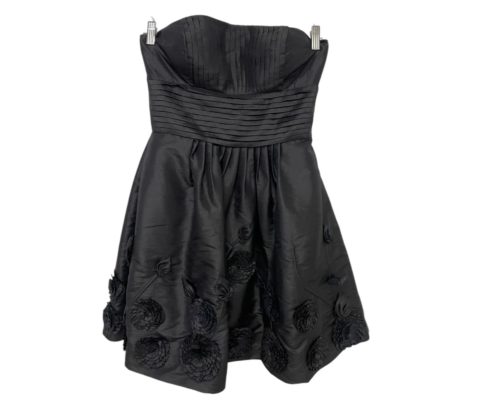 Bill Levkoff Mini Dress Womens Size 8 Black Strapless Embellished Cocktail Party - Image 2 of 4