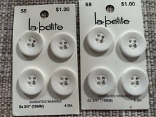 8pcs 3/4 Inch 18mm White Buttons 4 Holes Resin Button for Sewing Clothing
