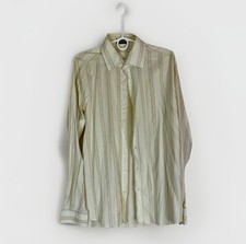 VERSACE Classic Mens Shirt Logo Long Sleeve Monogram White Gold Rare Auth L