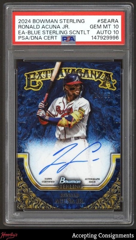 2024 Bowman Sterling Blue Refractor Ronald Acuna Jr. 04/25 PSA 10 AUTO 10
