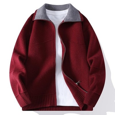 Men's new cardigan sweater, knitted sweater, lapel cardigan jacket