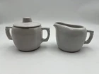 Vintage Frankoma Creamer & Sugar Bowl Set White Plainsman Line