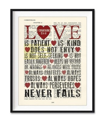 Love Is Patient Love Is Kind, 1 Corinthians 13:4-8, Christian Unframed Art Pr...