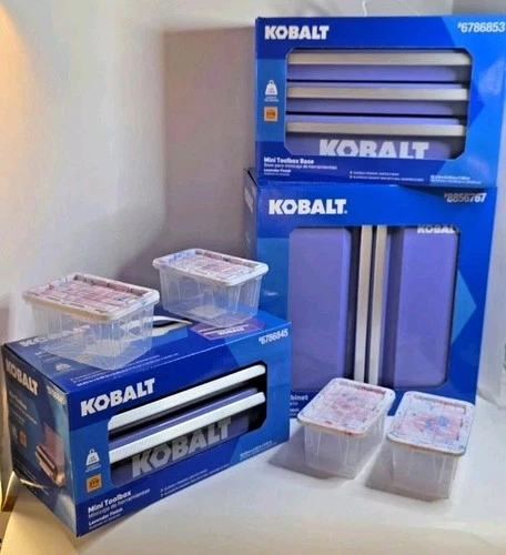 Kobalt Mini Cabinet Drawers Lavender Steel Storage 7-Pc Set Tool Box Base
