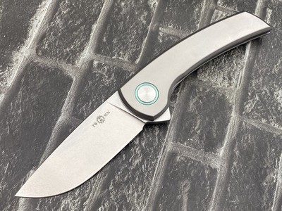 TwoSun TS575-M390-SW-Gray Folding Knife M390 Blade Titanium Handle Pocket Knife
