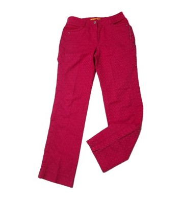Louis Castel Women's Pants Size 64 Hot Pink Logo Print Straight Leg Golf Casual