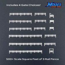 3 Rail Fence 500' 4 Gates - N Scale - White