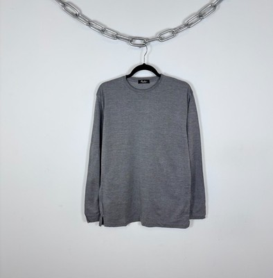 Corneliani Men s Pique Texture Gray Long Sleeve T-Shirt Italian Luxury Cotton L