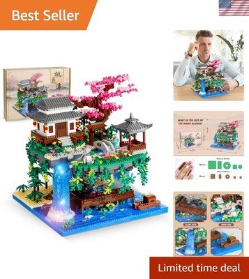 Educational Peach Blossom Pond Micro Blocks Set with 3320PCS and String Lights