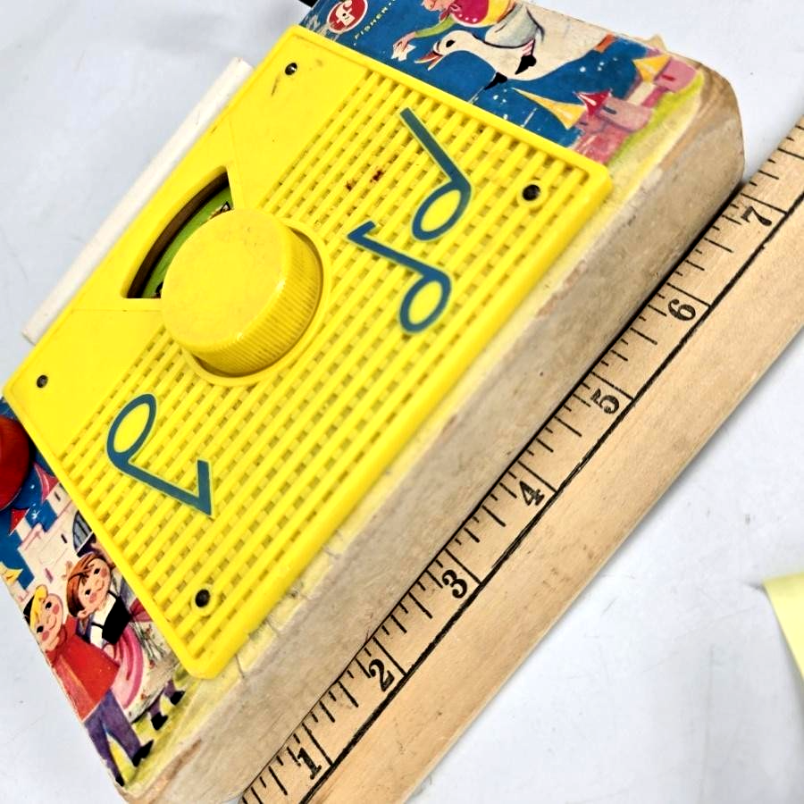 Fisher-Price Farmer In The Dell Music Box Radio Toy 1960s Blue