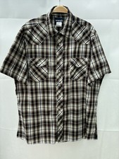 Wrangler Western Shirt Mens XLT Extra Large Tall Plaid Short Sleeve Pearl Snap