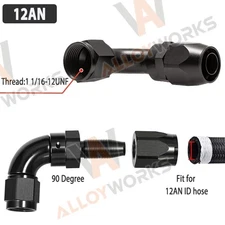 1pc 12AN Hose End Fitting 90 Degree Swivel for CPE Braided Hose AN12 Black
