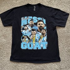 Lionel Messi Goat Soccer Football FIFA FC Barcelona Graphic Tee T Shirt Mens XL
