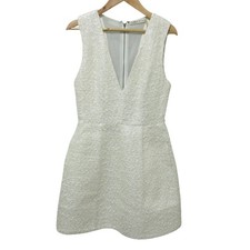 Alice + Olivia Silk Blend Lamé Tweed Sleeveless Dress, Size 2, White Women USED