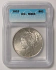 1922 Peace Dollar ICG MS65